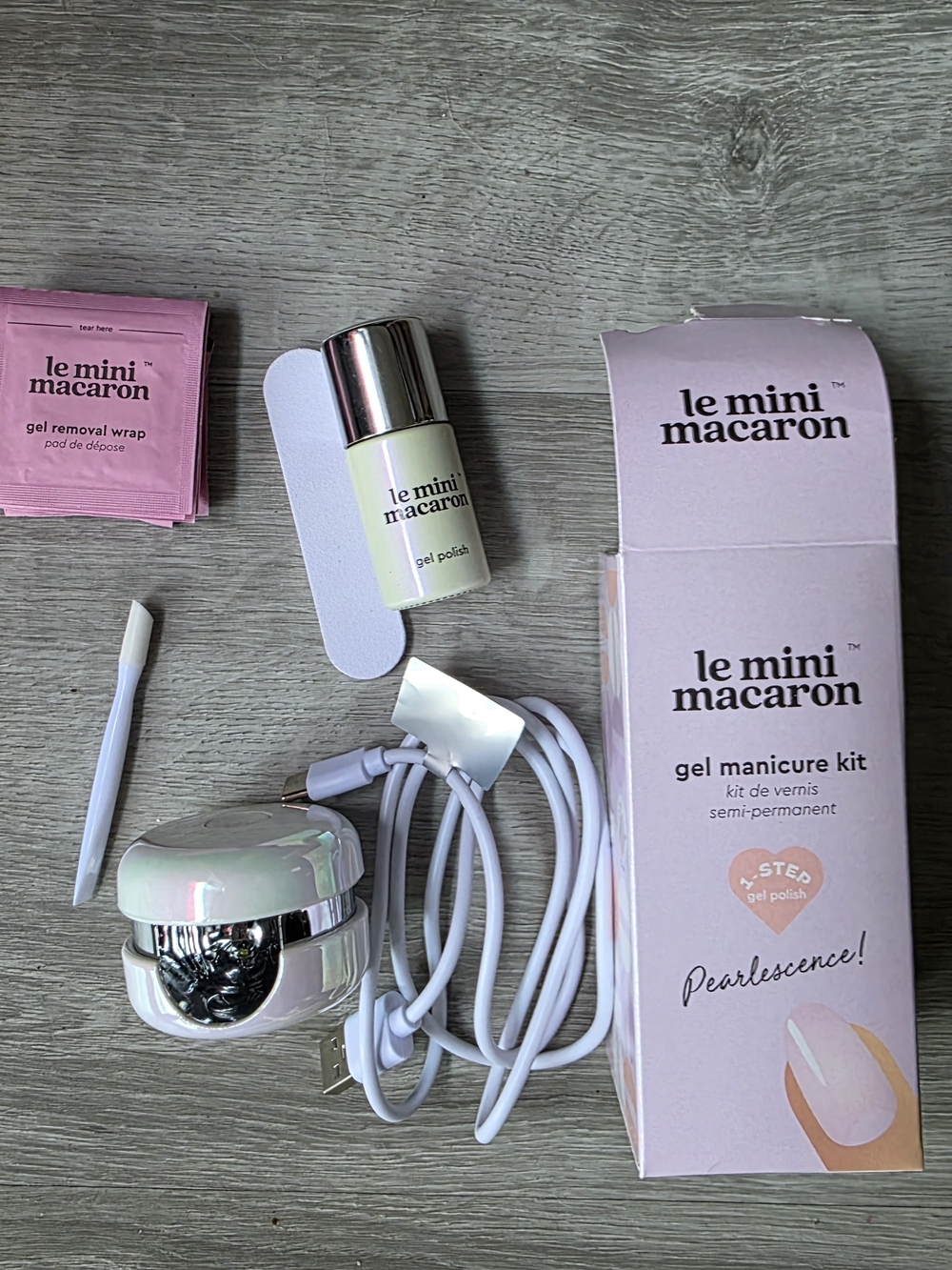 le mini macaron Pearlescence Gel Manicure Kit – Iridescent White Hue